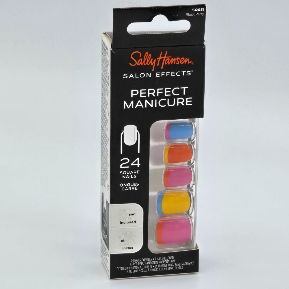 Sally Hansen Salon Effects SQ031 Block Party Square Press On Nails 24 New